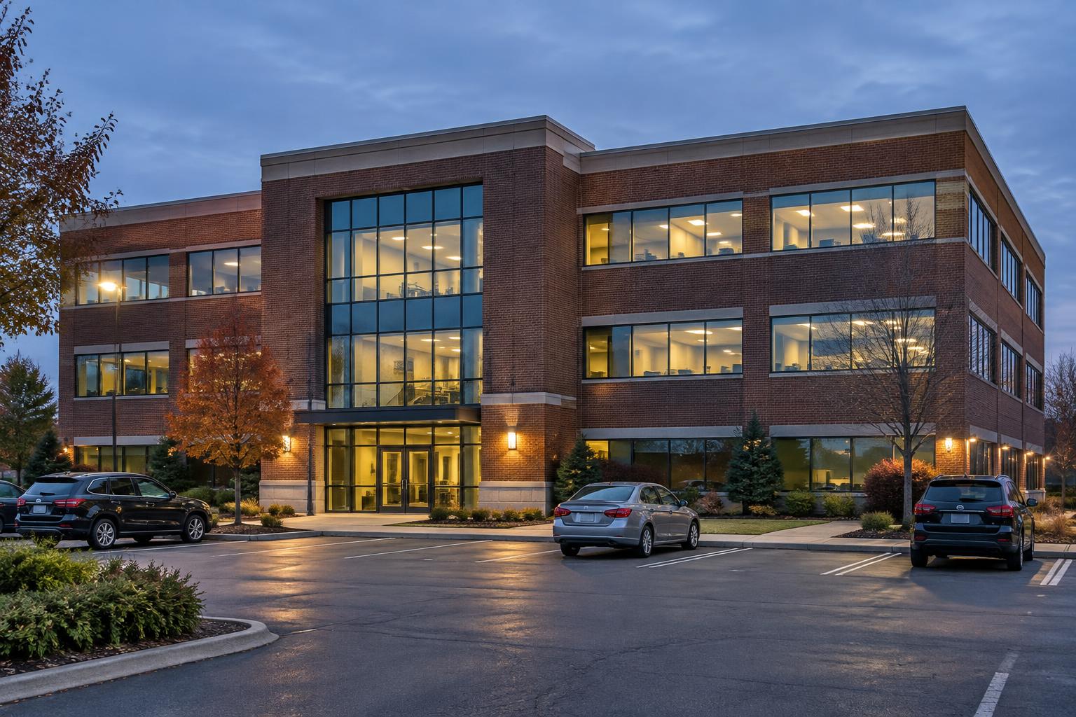 Office Building — Twilight Exterior